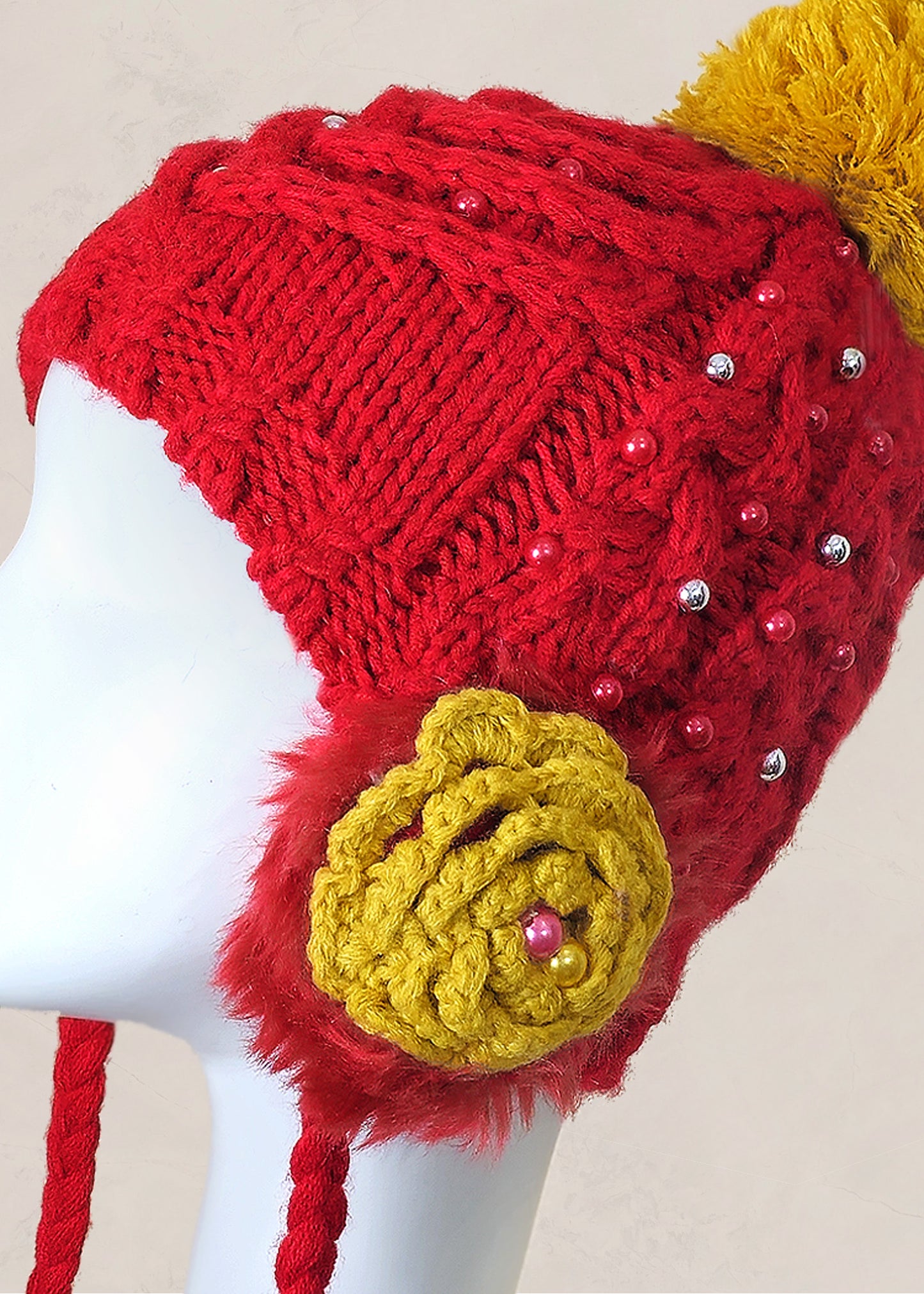 POMPOM Knit Trapper Hat